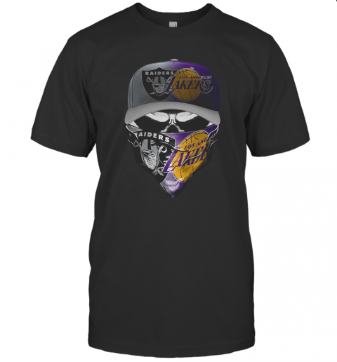 Skull Mask Oakland Raiders And Los Angeles Lakers T-Shirt