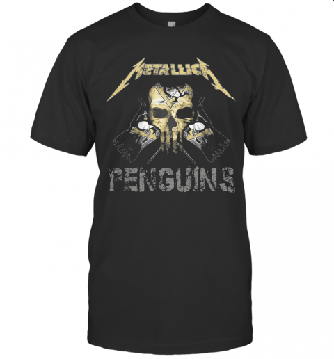 Skull Metallica Pittsburgh Penguins Flag T-Shirt
