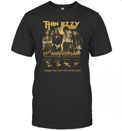 Thin Lizzy 51Th Anniversary 1969 2020 Signature Thank You For The Memories T-Shirt