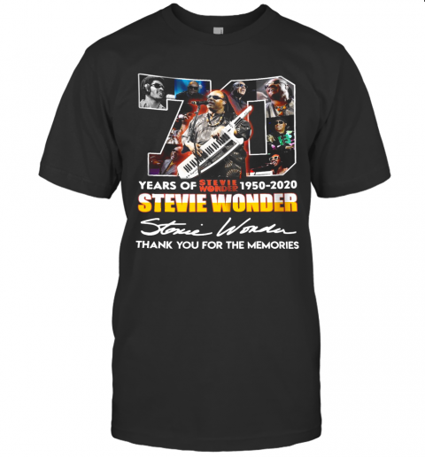 70 Years Of Stevie Wonder 1950 2020 Thank You For The Memories Signature T-Shirt
