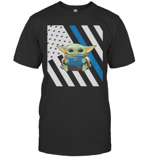 Baby Yoda Hug USPS American Flag T-Shirt