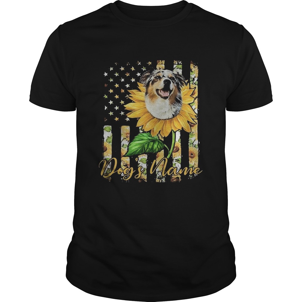Dogs Name American Flag Independence Day Sun Flower shirt