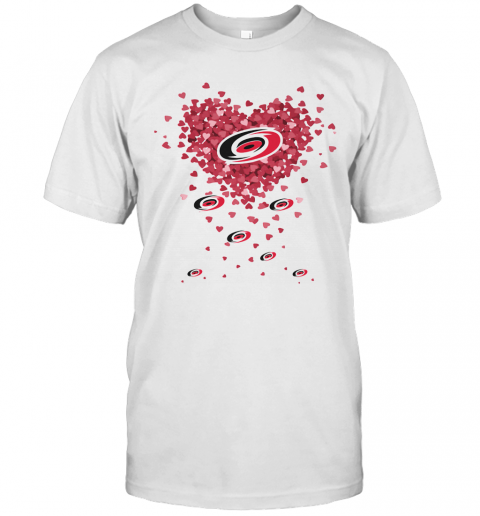 Love Carolina Hurricanes Hockey Logo Hearts T-Shirt