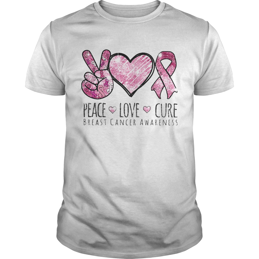 Peace Love Cure V-NECK WOMEN T-Shirt Stand Up To Breast Cancer Awareness Shirt