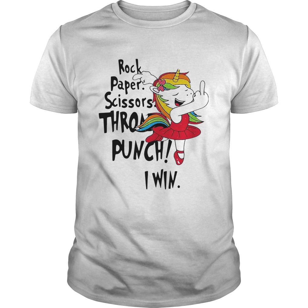 Unicorn Rock Paper Scissors Throat Punch I Win shirt