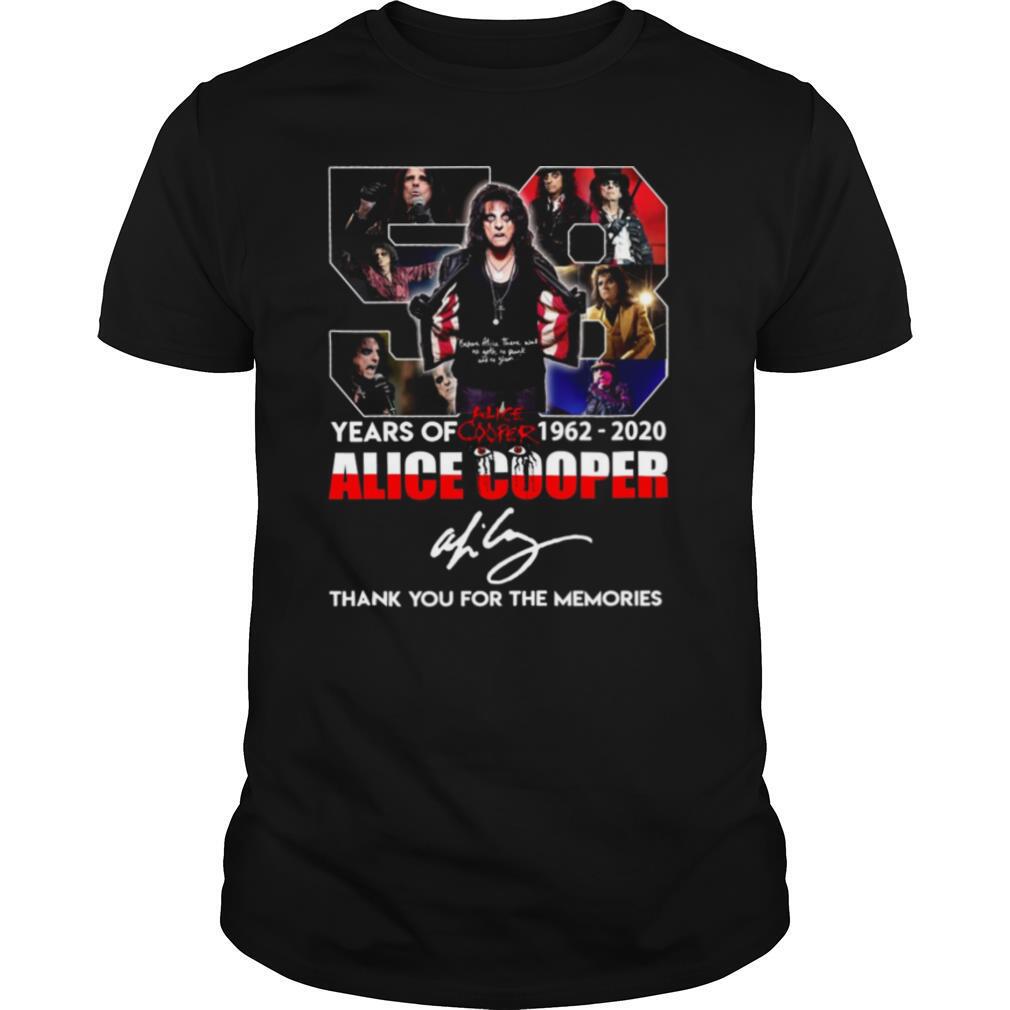 58 Years Of 1962 2020 Alice Cooper Thank You For The Memories shirt