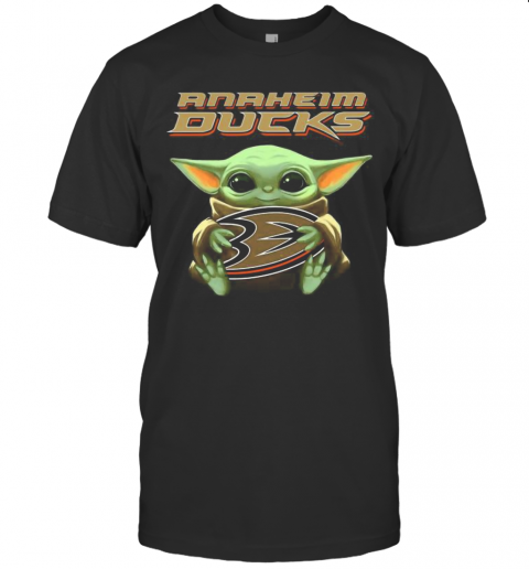 Baby Yoda Hug Anaheim Ducks Baseball T-Shirt