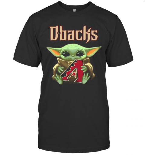 Baby Yoda Hug Arizona Diamondbacks Logo T-Shirt