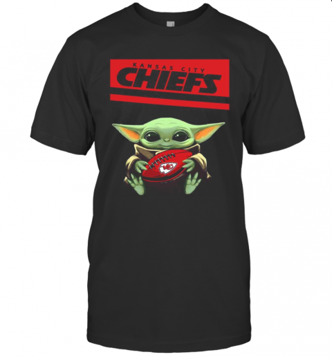 Baby Yoda Hug Kansas City Chiefs Football Logo T-Shirt