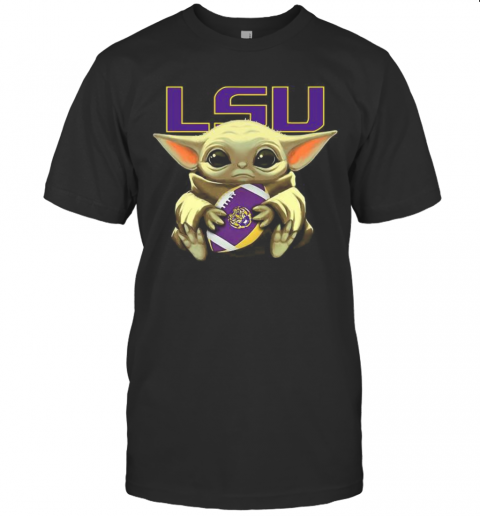 Baby Yoda Hug Lsu Tigers Football T-Shirt