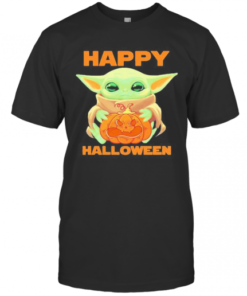 Baby Yoda Hug Pumpkin Happy Halloween T-Shirt Classic Men's T-shirt