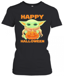 Baby Yoda Hug Pumpkin Happy Halloween T-Shirt Classic Women's T-shirt