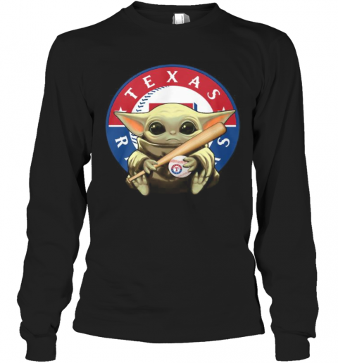 Baby Yoda Texas Rangers Baseball T-Shirt Long Sleeved T-shirt 