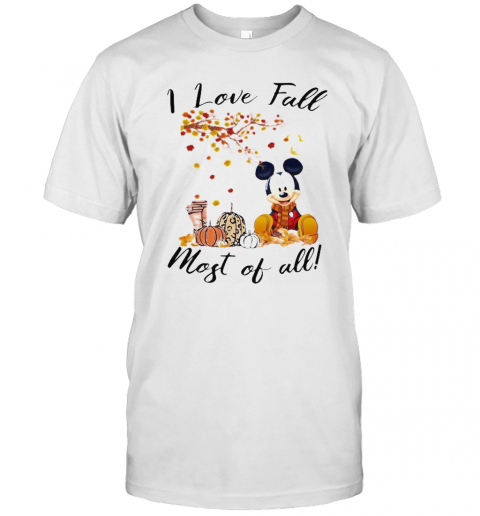Mickey Mouse I Love Fall Most Of All Leaves Tree T-Shirt Classic Men's T-shirt