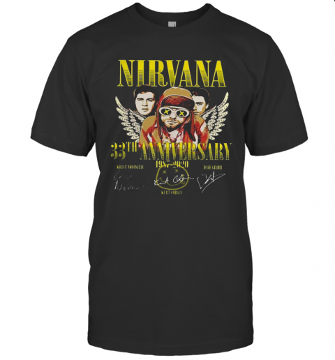 Nirvana 33Rd Anniversary 1987 2020 Thank You For The Memories Signatures T-Shirt