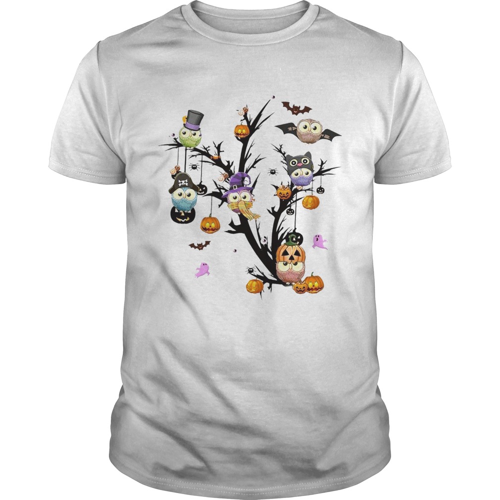Owls Pimpkin Tree Halloween shirt