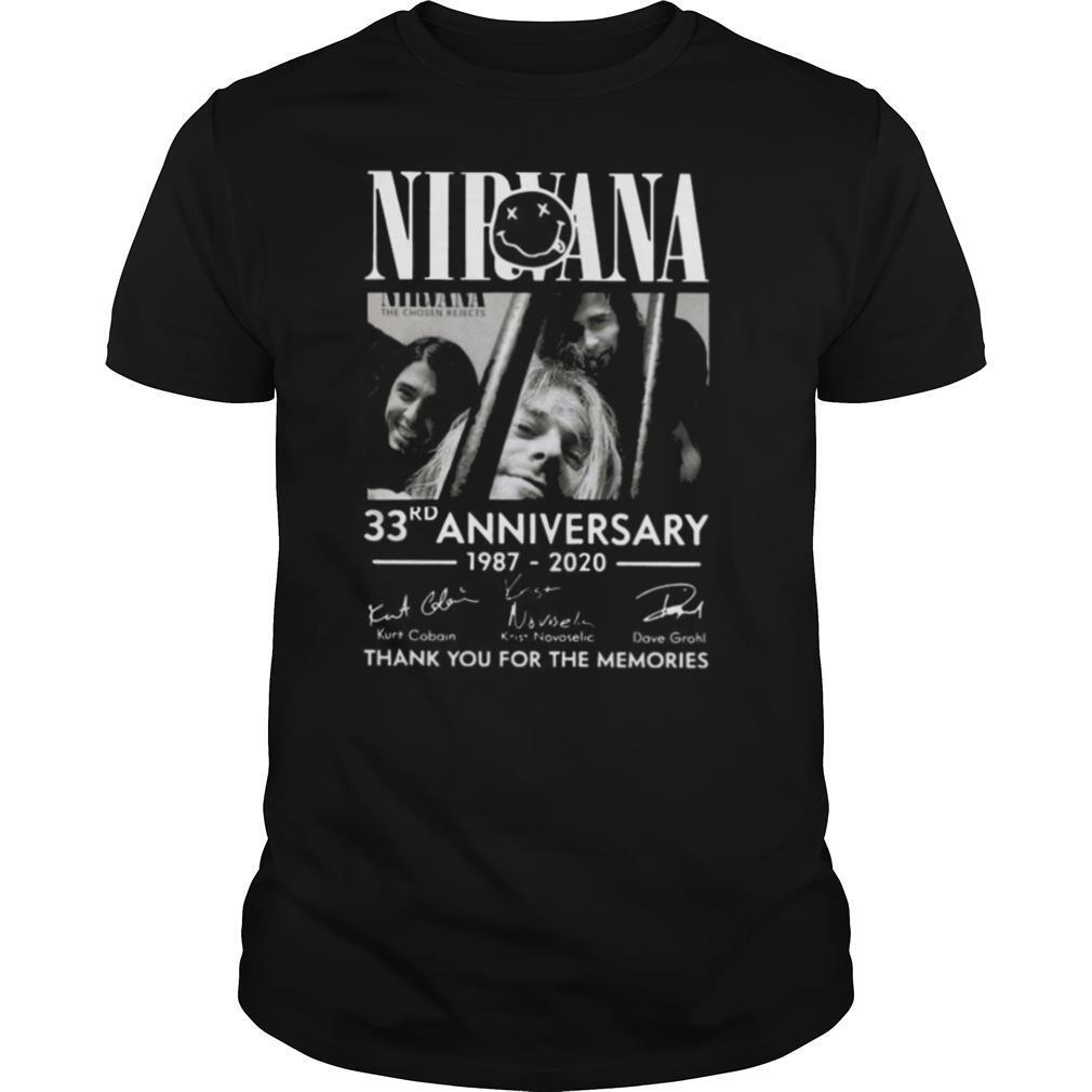 The Nirvana 33rd Anniversary 1987 2020 Thank You For The Memories Signatures shirt