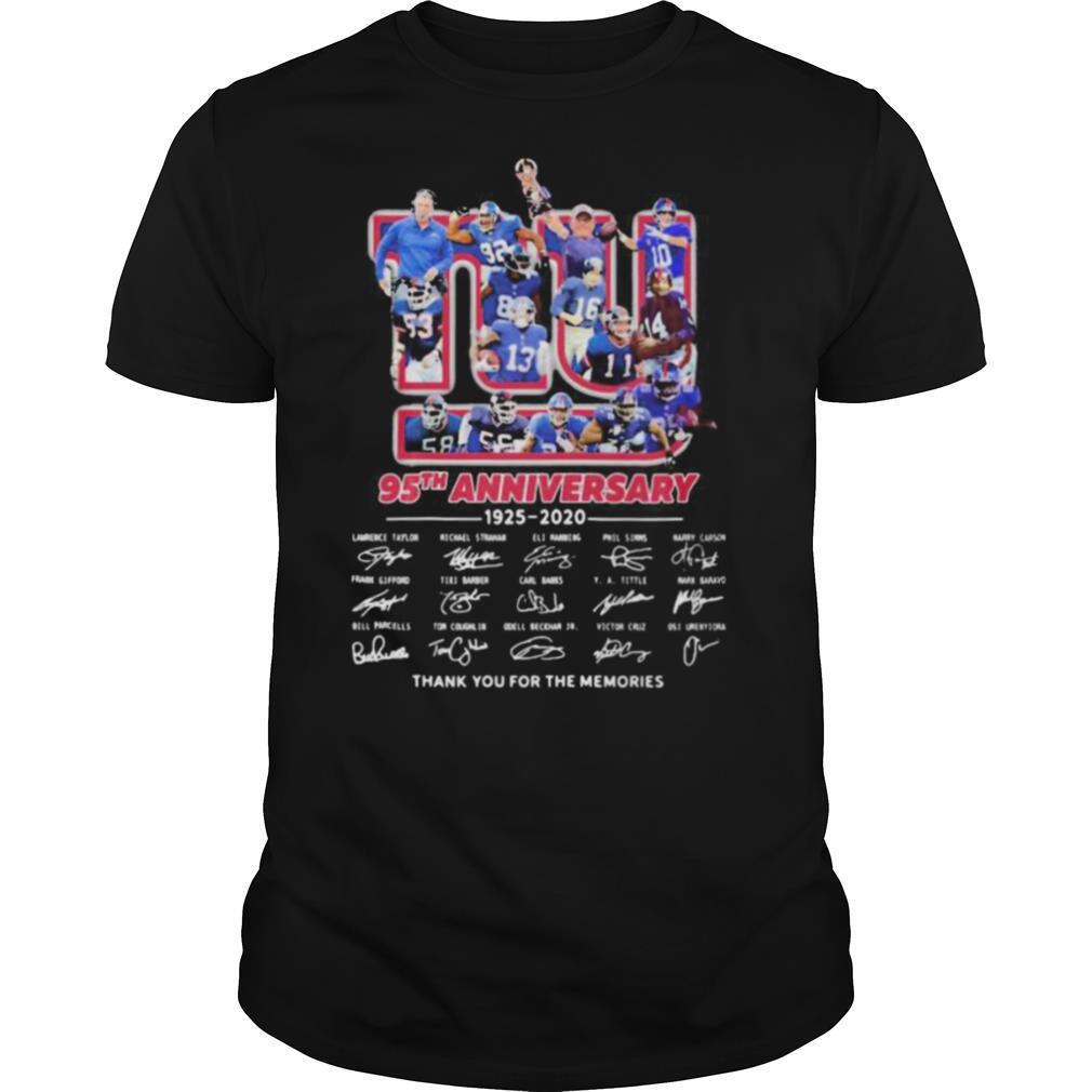 New york giants 95th anniversary 1925 2020 thank for the memories signatures shirt