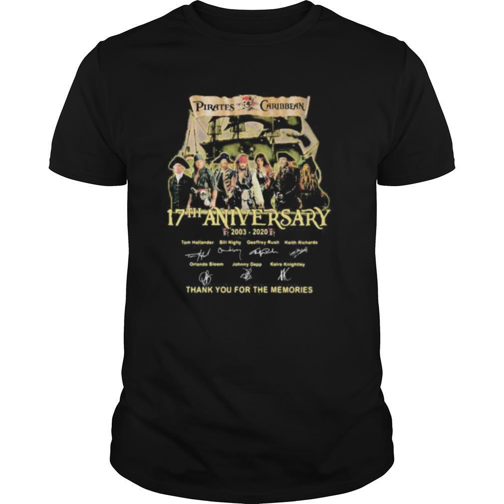 Pirates of the caribbean 17th anniversary 2003 2020 thank for the memories signatures shirt