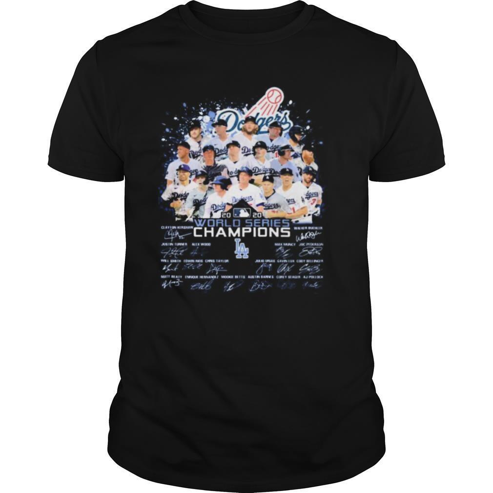 Dodgers MLB 2020 World series Champions player signatures shirt