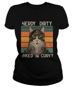 Nerdy Dirty Inked And Curvy Cat Vintage Retro  Classic Ladies