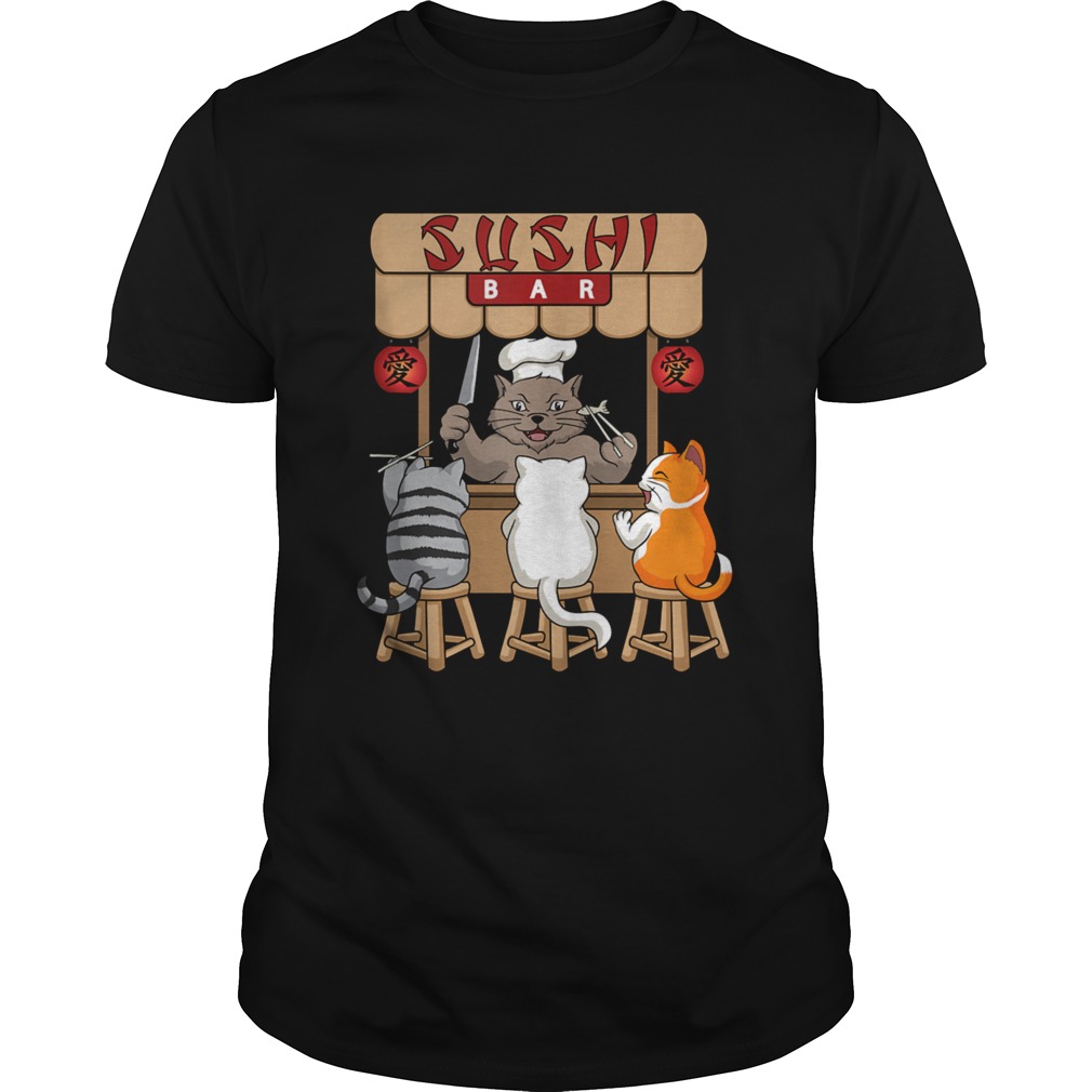 Sushi Bar Foodie Cat Kitten Asian Japanese Chef Funny Cat Lover Men's T Shirt