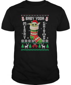 Baby Yoda In The Sock Merry Christmas Ugly shirt
