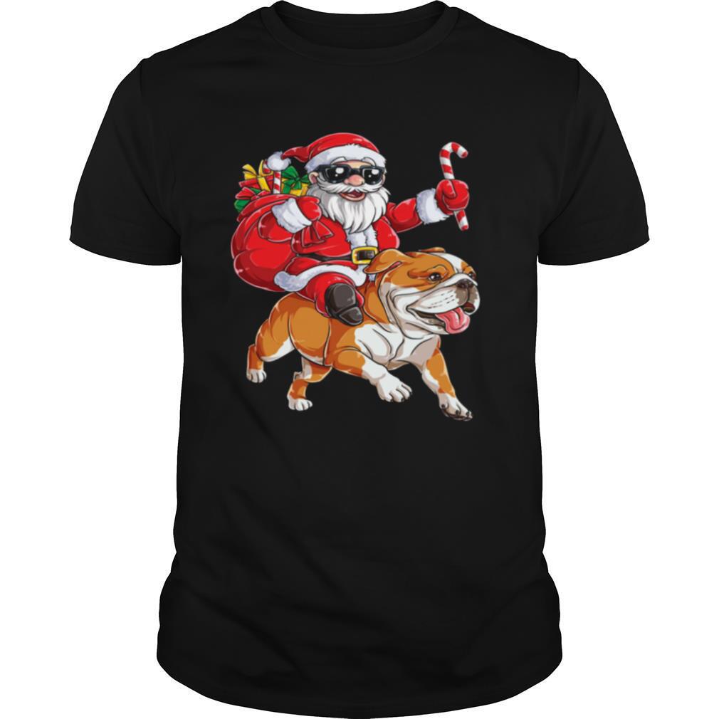 Claus Riding Bulldog Merry Christmas shirt