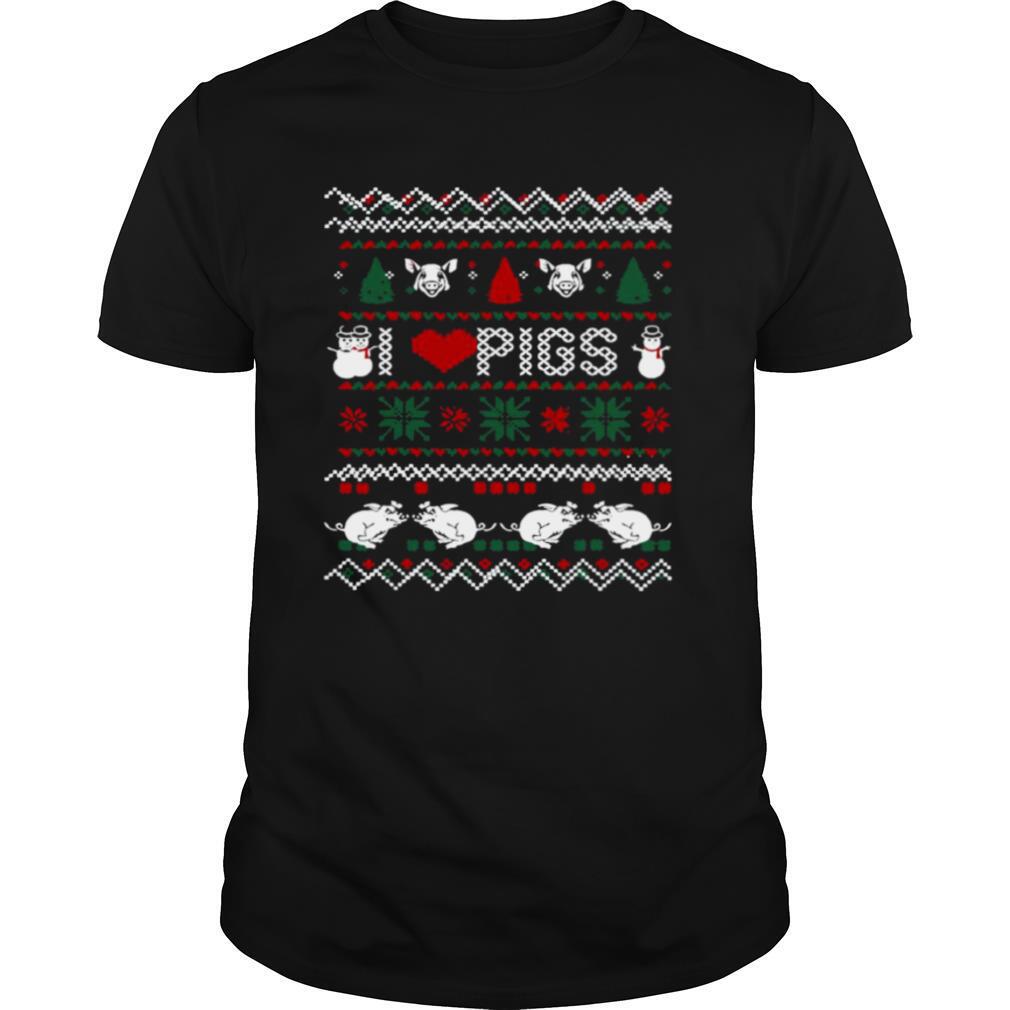 I Love Pigs Ugly Christmas Xmas shirt