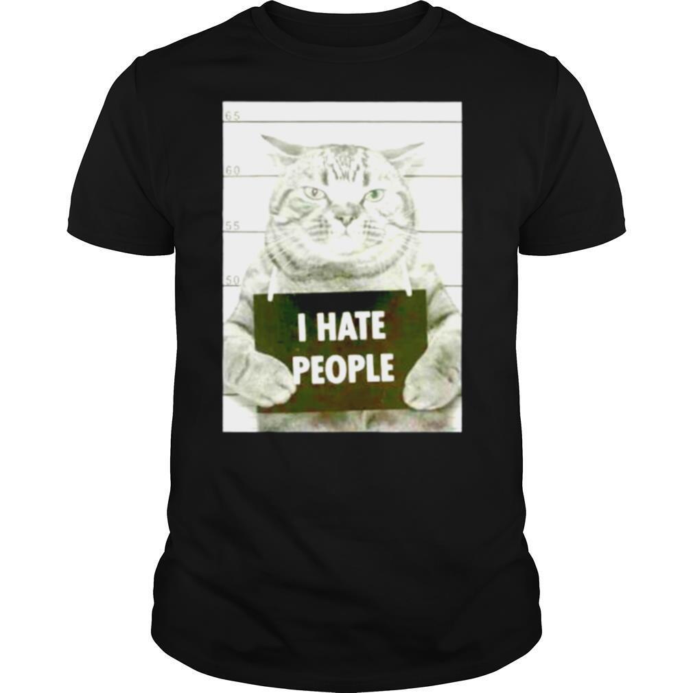 I hate people cat mug shot shirt