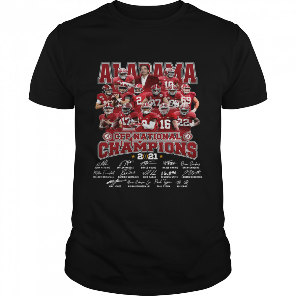 Alabama Crimson Tide CFP national Champions 2021 signatures shirt