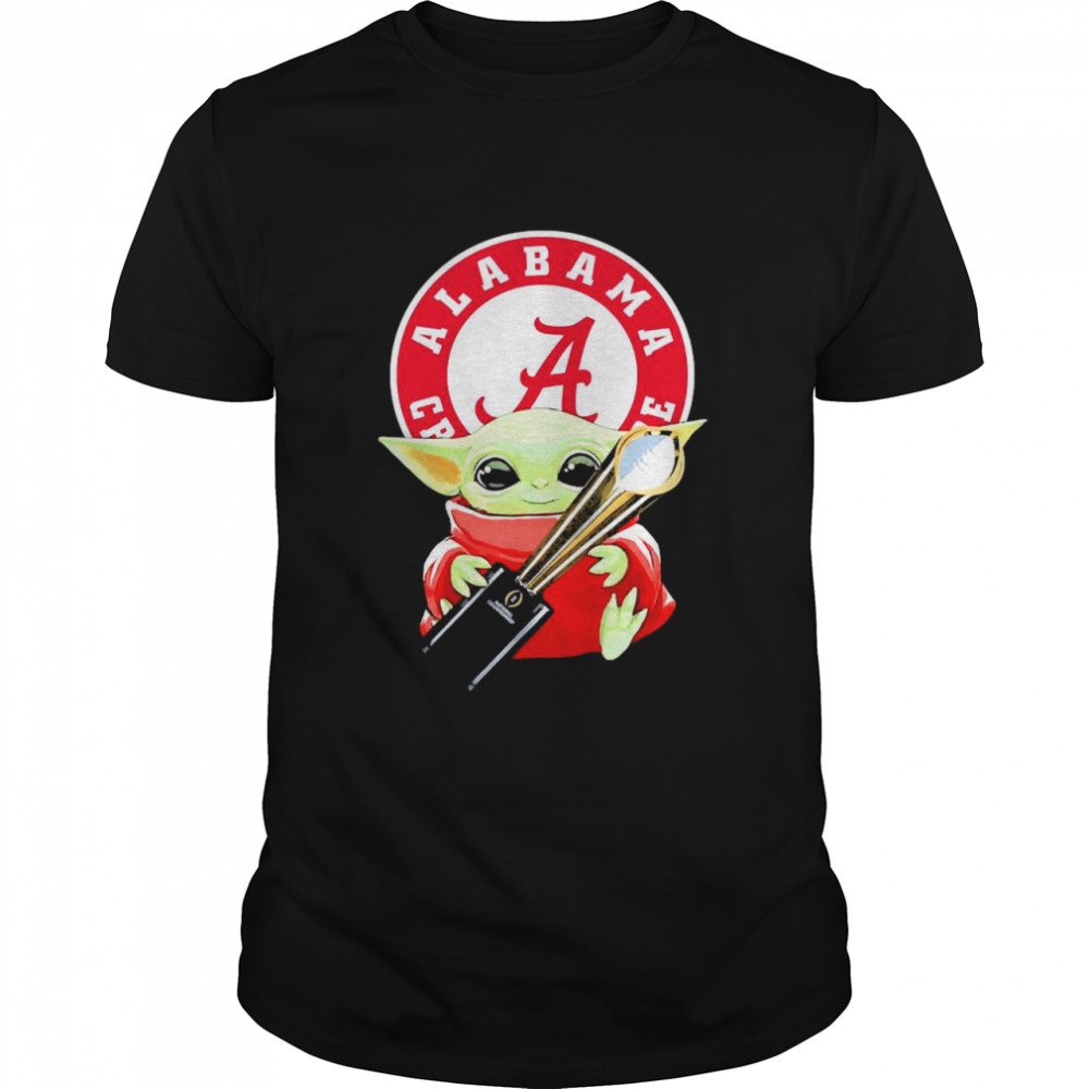 Baby Yoda hug Alabama Crimson Tide shirt