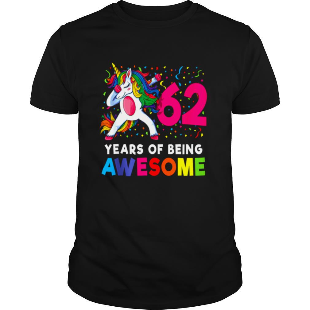 62nd Birthday Dabbing Unicorn Party 62 Years Old shirt