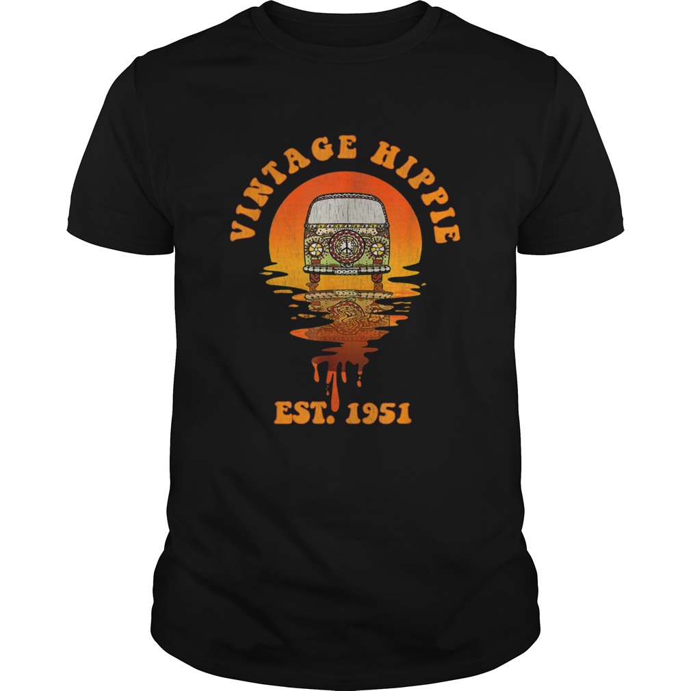 Vintage Hippie Est And Born In 1951 70th Birthday shirt