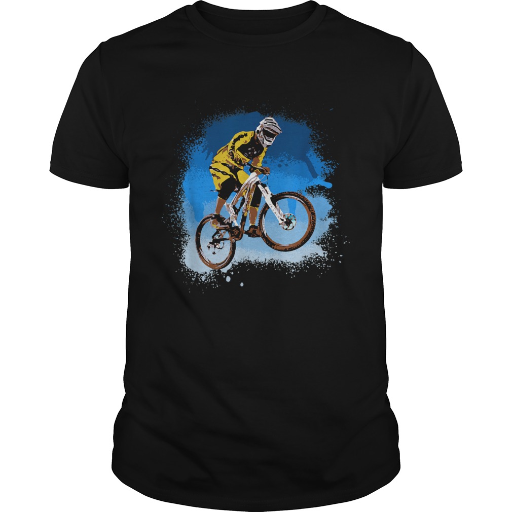 Cool mountain biker MTB dirt bike blue graffiti shirt