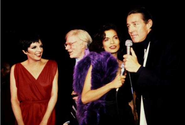 Liza Minnelli, Andy Warhol, Bianca Jagger and Halston